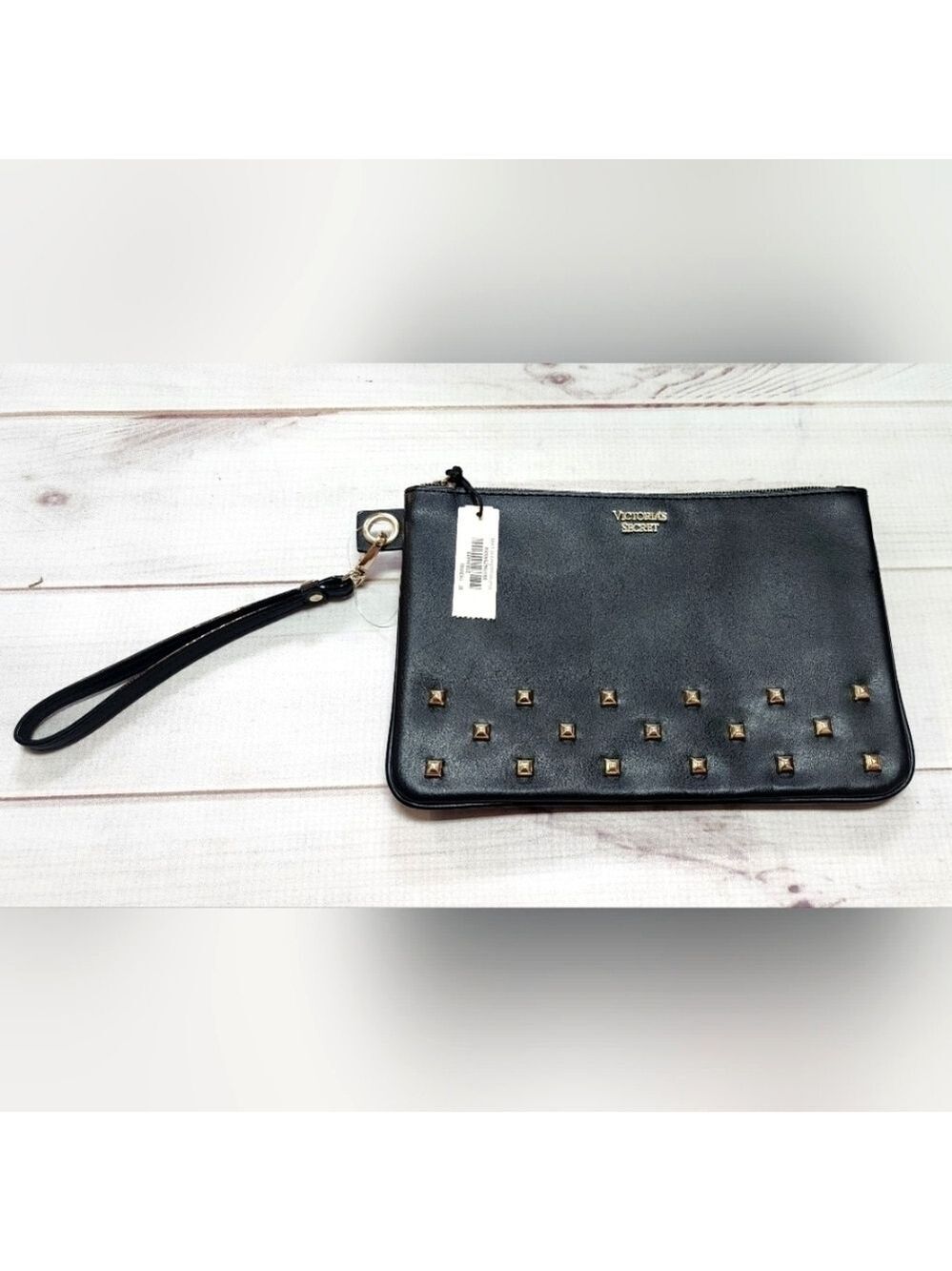 Victoria's Secret Black Studded Wristlet Wallet Limited Edition - New With Tags - Picture 1 of 7